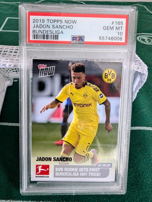 Jadon Sancho Topps Now #165 PSA 10 Gem Mint Bundesliga BVB 09 First Hat Trick