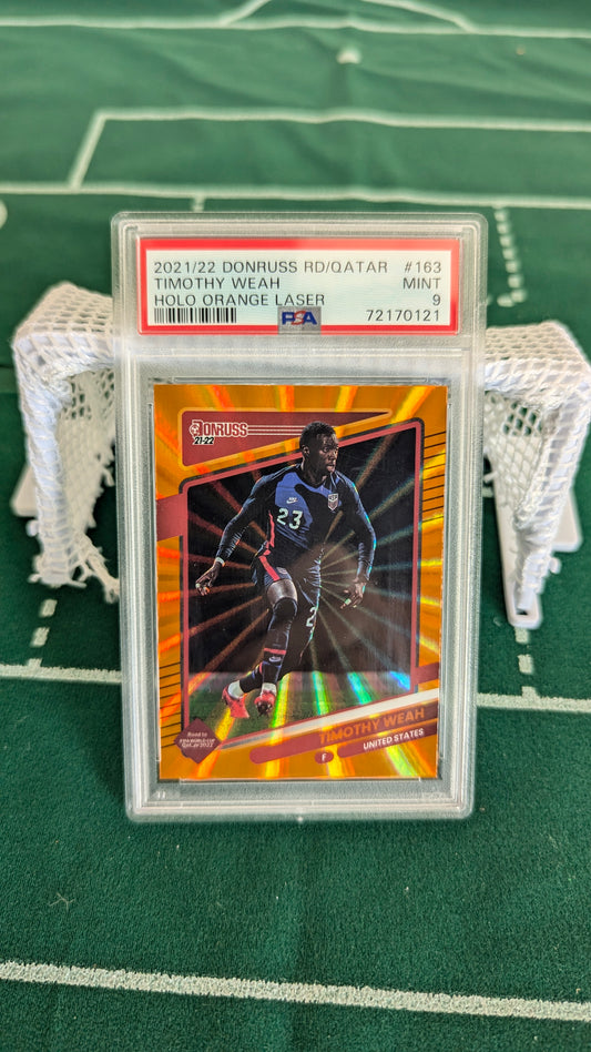 Qatar 2022 Donruss Timothy Weah Holo Orange Laser PSA 9 #163 - USA