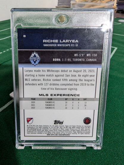 Richie Laryea /199 Topps Chrome MLS 2023 Blue Sparkle #8 Vancouver Whitecaps