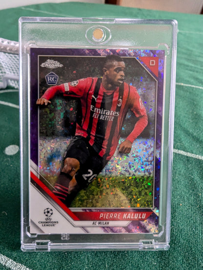 2022 Topps Chrome Pierre Kalulu #075/250 AC Milan Purple Mini Diamond RC