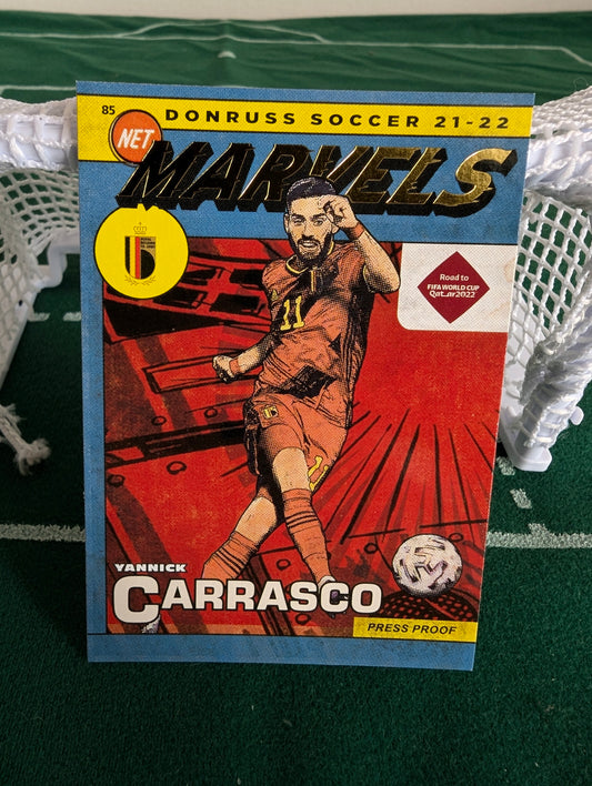 21-22 Donruss Road to Qatar Yannick Carrasco Belgium Press Proof Net Marvels #4