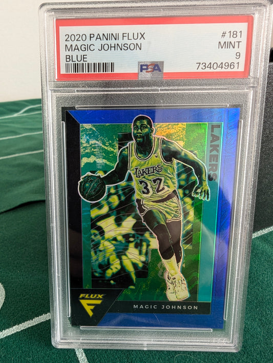 2020 Panini Flux Magic Johnson Blue Prizm 99/99 PSA 9