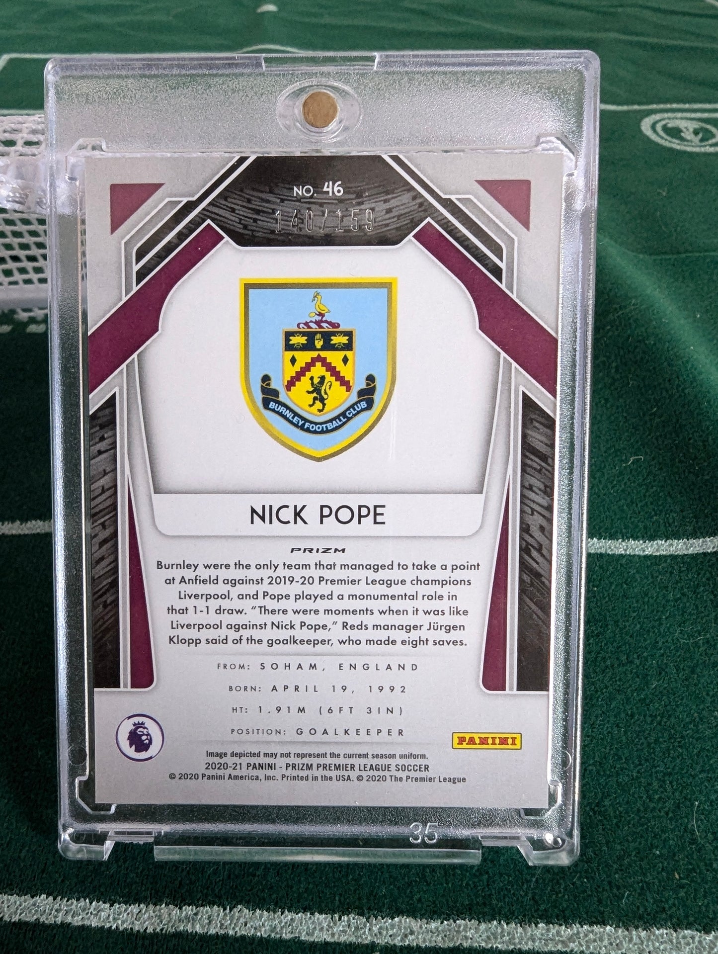 2020-21 Panini Prizm Premier League /159 Mosaic Nick Pope #46 Burnley