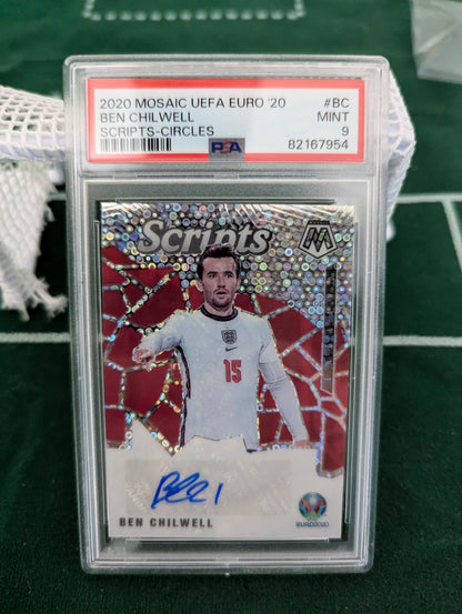 PSA 9 2021 Panini Mosaic UEFA Euro Scripts Circles Auto Ben Chilwell