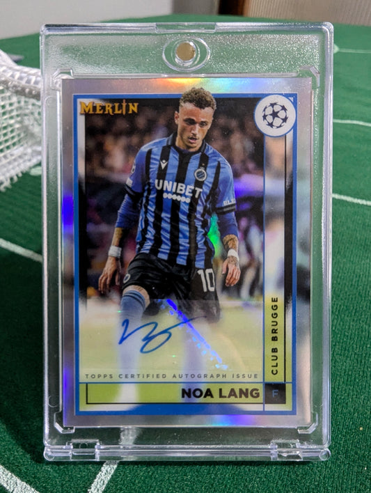 Noa Lang Base Auto Club Brugge Topps Merlin Chrome Soccer 2022-23