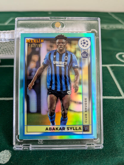 Abakar Sylla RC. Aqua Speckle # 17/199. Topps Merlin Chrome 22/23. Club Brugge