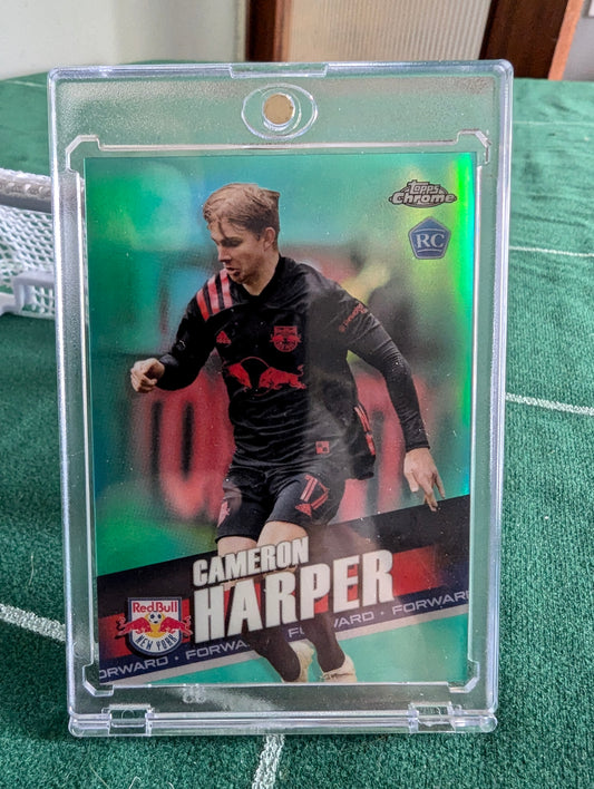 Camerin Harper - 2022 Topps Chrome MLS Aqua Lava SN,RC #7 NY Red Bulls #/299