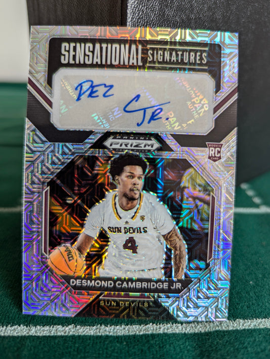 2023 Prizm Draft Picks Green Pulsar Desmond Cambridge Jr. Auto No. SS-DCJ /25