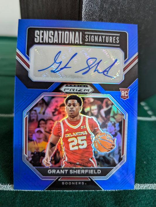 2023-24 Prizm Draft Picks Sensational Signatures Blue /125 Grant Sherfield Auto