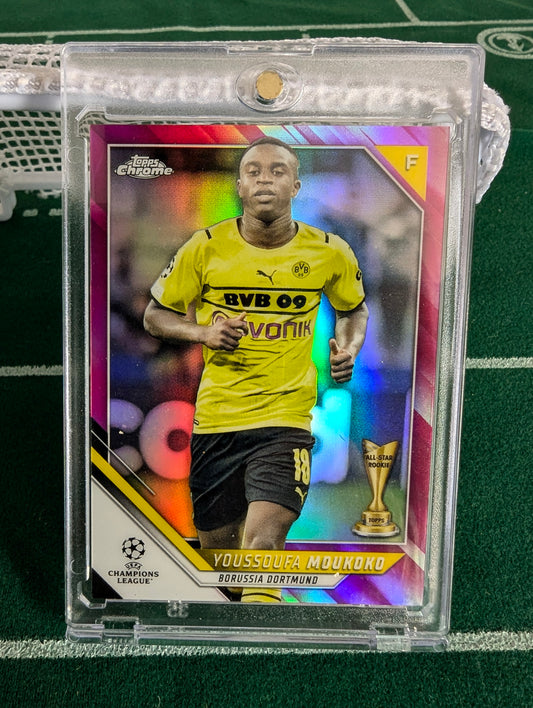 2021-22 Topps Chrome UCL Youssoufa Moukoko Pink Refractor /175 Dortmund #194