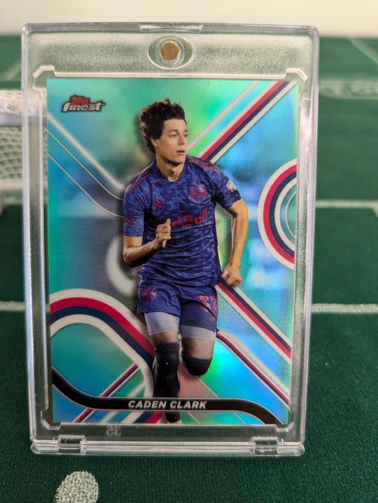 2022 Topps Finest Mls Soccer Caden Clark Aqua Refractor /75 New York Red Bulls