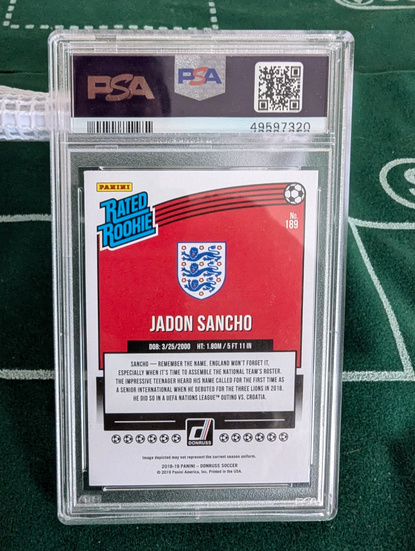 2018 Panini Donruss Jadon Sancho PSA 10 - England Dortmund Manu Utd