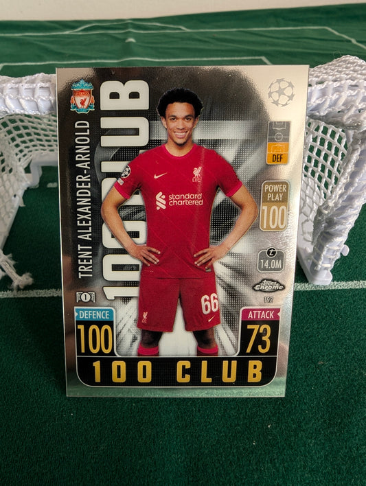 Trent Alexander-Arnold 100 Club Topps Match Attax Chrome 2021/22 Card #192