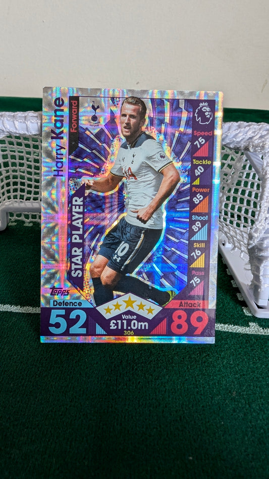 Match Attax Trading Card No 306 Harry Kane Tottenham Hotspur Star Player